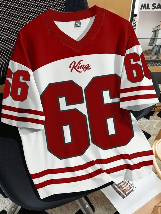 Men’s King 66 Sports Jersey – Multi Color Casual V-Neck T-Shirt