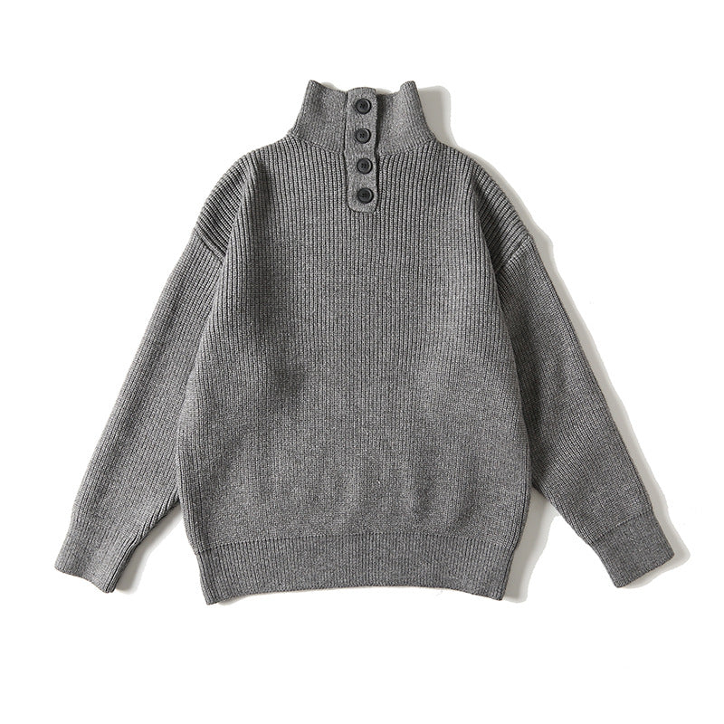 Men's Turtleneck Loose Solid-Color Knitted Pullover Bottoming Sweater