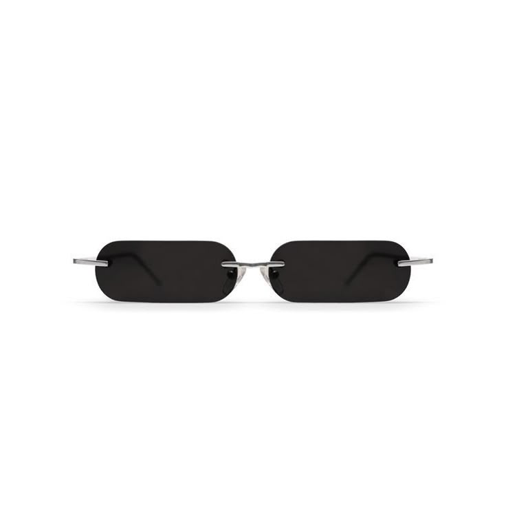 Minimal Rimless Rectangular Sunglasses – UV Protection (Black Lens)