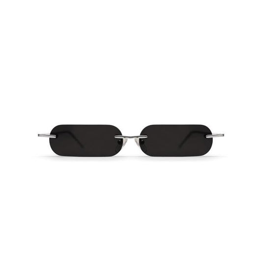 Minimal Rimless Rectangular Sunglasses – UV Protection (Black Lens)