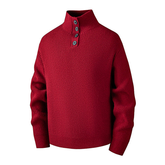 Men's Turtleneck Loose Solid-Color Knitted Pullover Bottoming Sweater