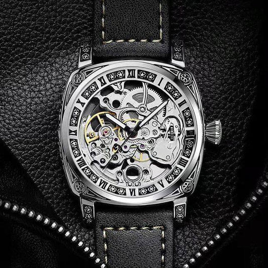Carved Vintage Fashion Hollow Mechanical Automatic Mens Watch