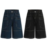 Retro Unisex Washed Mens Loose Denim Shorts