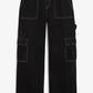 Men’s Black Cargo Pants – Wide Leg Utility Trousers with Contrast Stitching