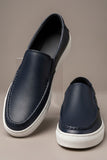 Men’s Premium Pebbled Leather Slip-On Loafers | Midnight Navy