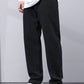 Men’s Straight Fit Black Pants – Minimal Casual Loose Trousers