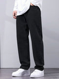 Men’s Straight Fit Black Pants – Minimal Casual Loose Trousers