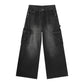 Bleached Wide-leg Multi-pocket Straight-leg Casual Work Pants