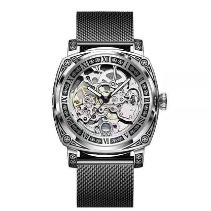 Carved Vintage Fashion Hollow Mechanical Automatic Mens Watch