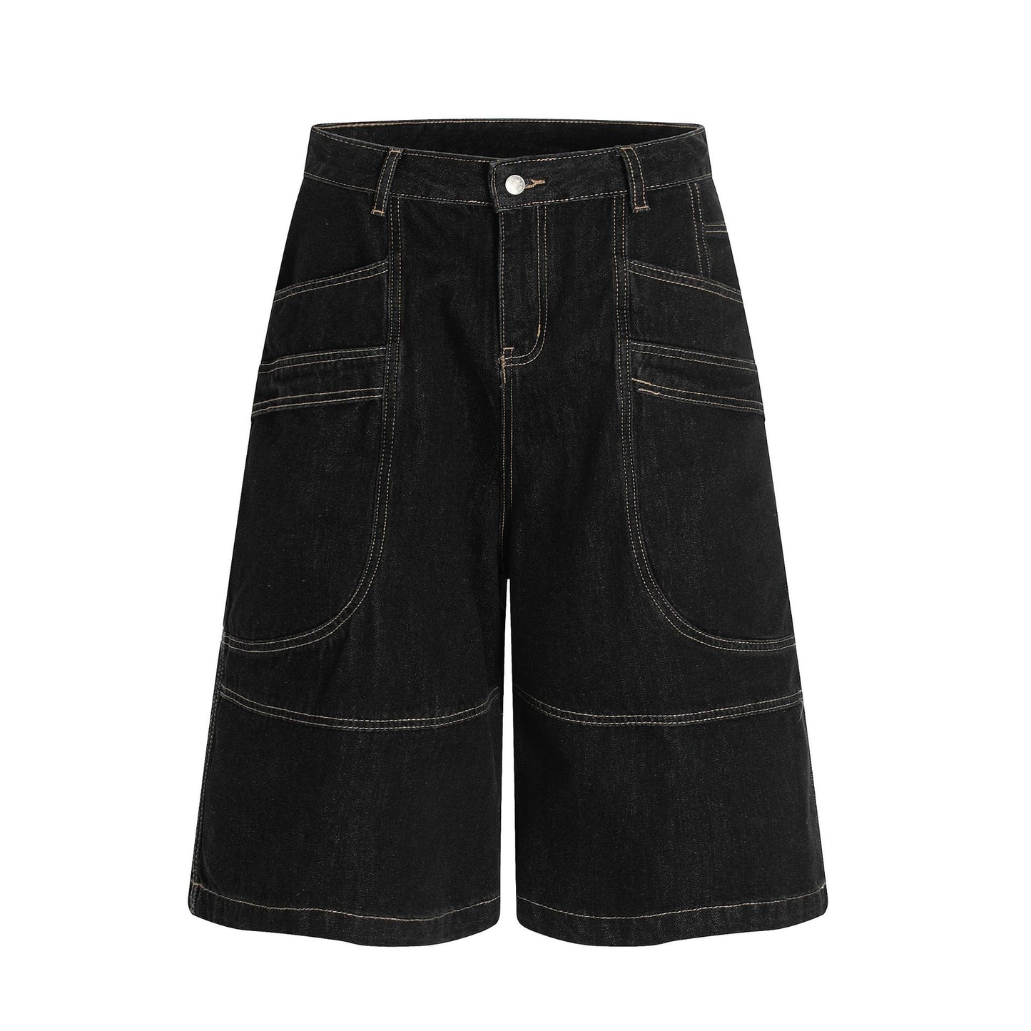 Retro Unisex Washed Mens Loose Denim Shorts