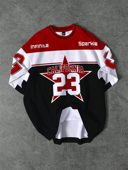 California 23 Sports Jersey T-Shirt (Red/Black/White)