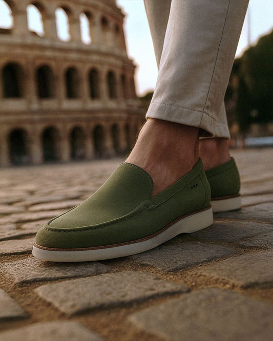 Men’s Premium Suede Summer Loafers | Olive Green