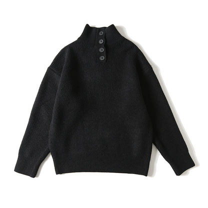 Men's Turtleneck Loose Solid-Color Knitted Pullover Bottoming Sweater