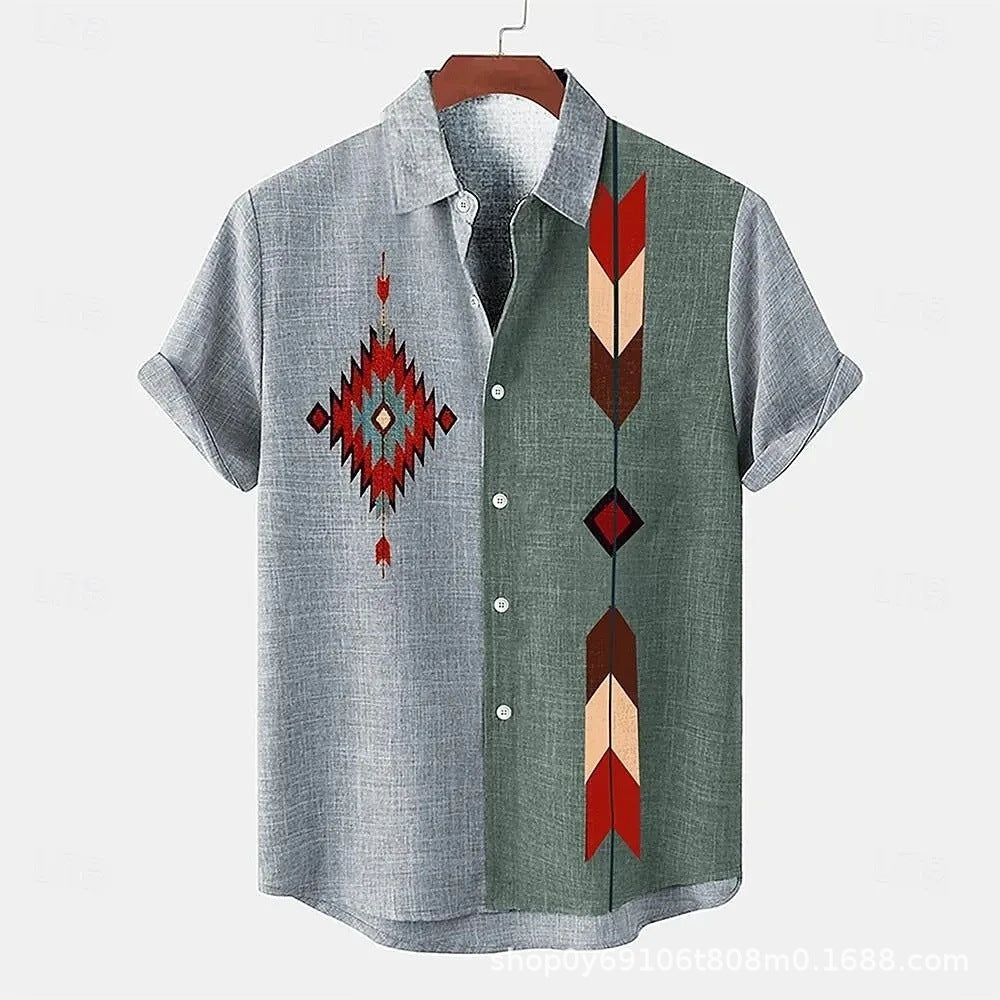 Retro Casual Short Sleeved Shirt For Men