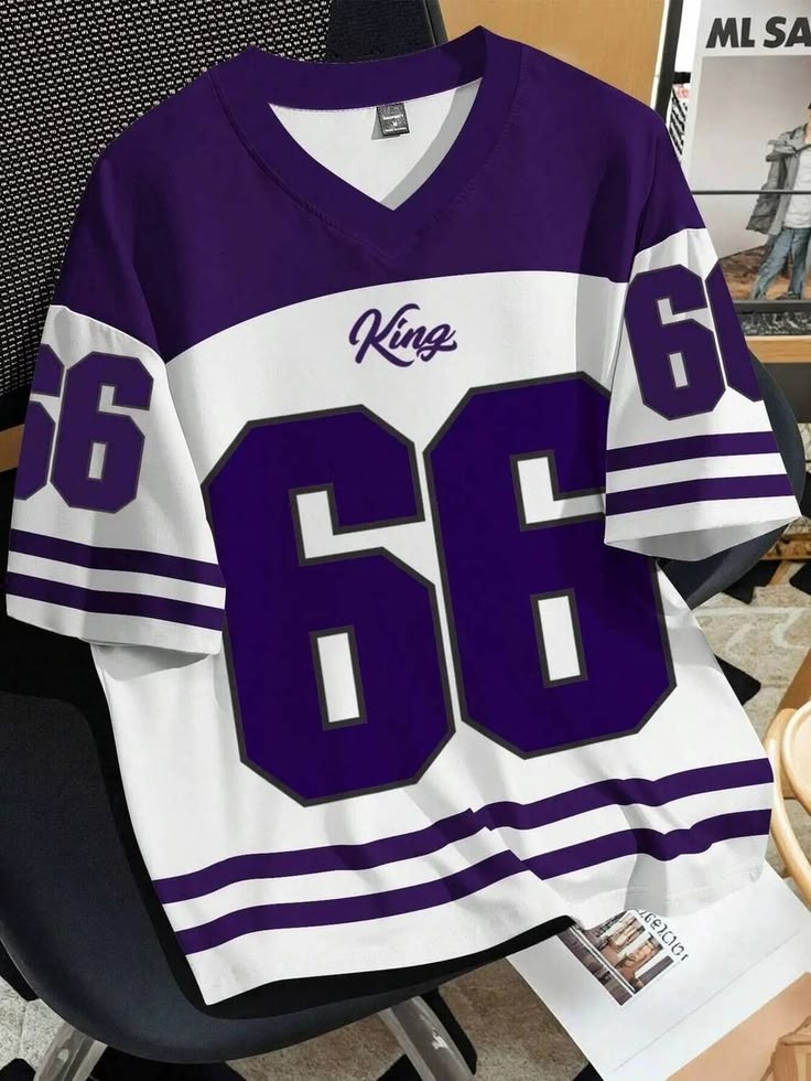 Men’s King 66 Sports Jersey – Multi Color Casual V-Neck T-Shirt