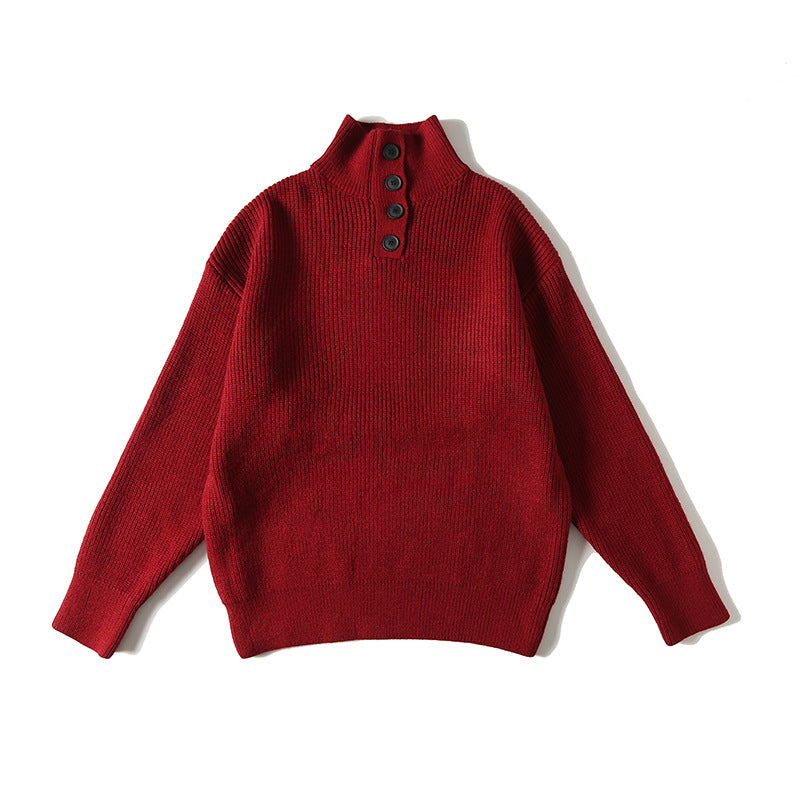 Men's Turtleneck Loose Solid-Color Knitted Pullover Bottoming Sweater