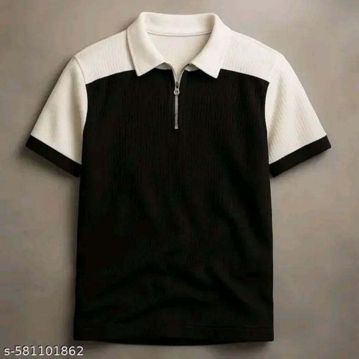 Men’s Urban Block Textured Quarter-Zip Polo | Black & White