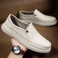 Men’s Premium Textured Leather Slip-On Loafers | Bone Cream