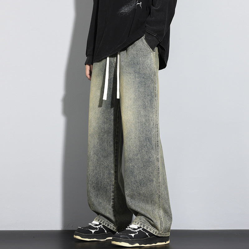 Mens Relaxed Wide Leg Minimalist And Comfortable Jeans