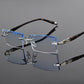 Luxury Rimless Square Eyeglasses – Transparent Lens Metal Frame