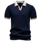 New Mens Business-casual Contrast-color Polo Shirt With Short Sleeves