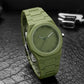 Minimalist Silicone Strap Watch for Men – Matte Green Casual Wrist Watch