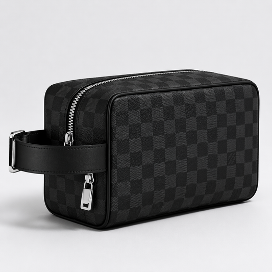 Luxury Monogram Toiletry Bag – Premium Travel Organizer Pouch (Black)