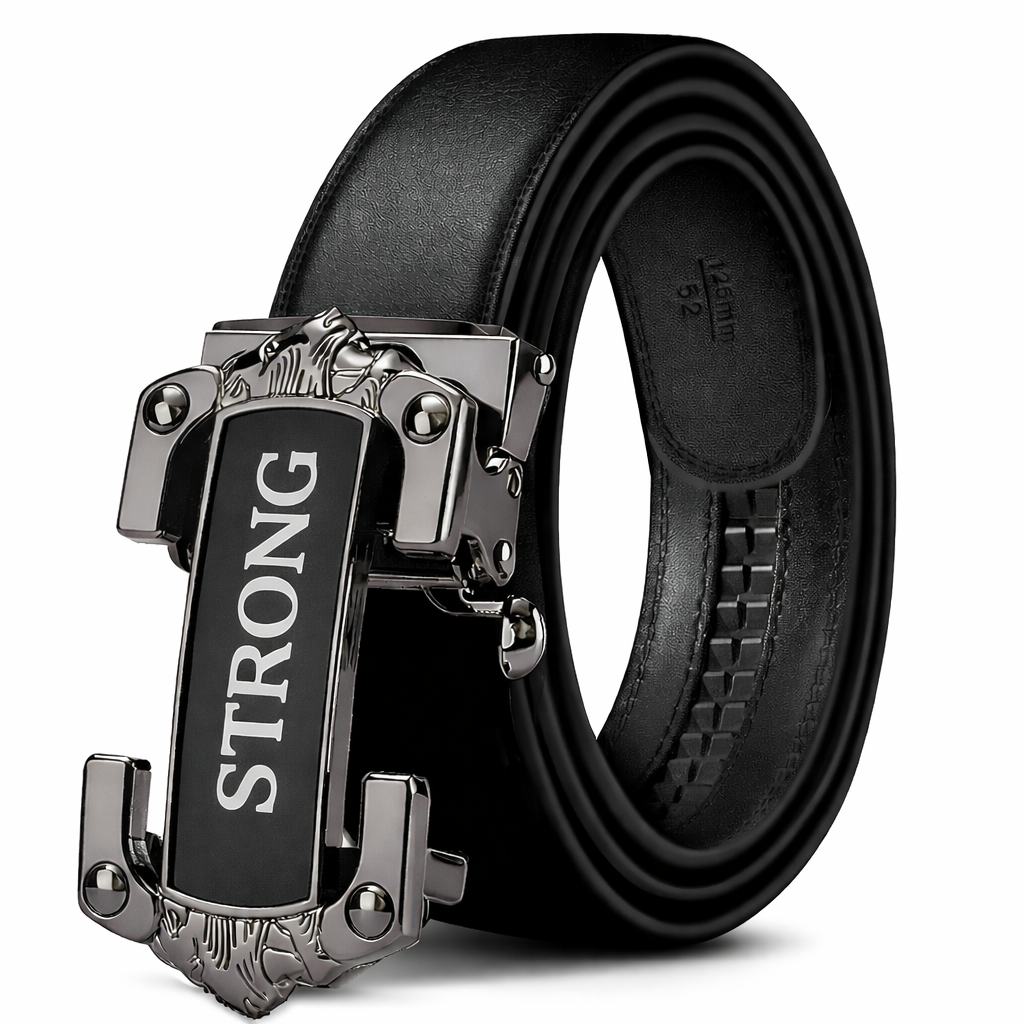 Strong Automatic Buckle Leather Belt for Men – Premium Black