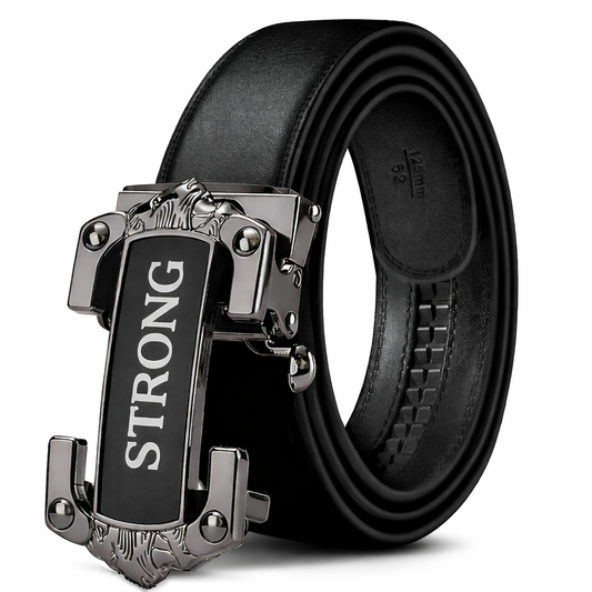 Strong Automatic Buckle Leather Belt for Men – Premium Black
