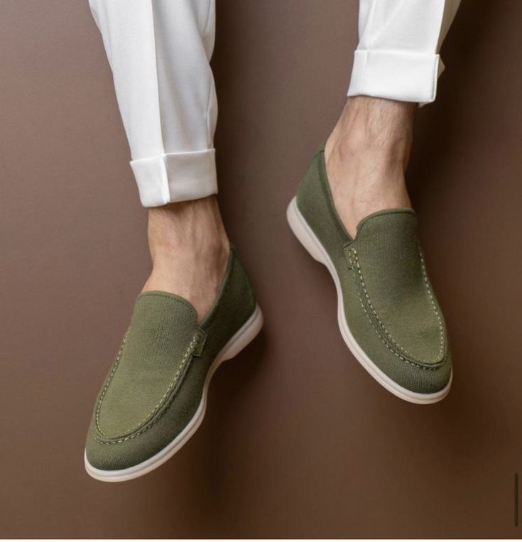 Men’s Premium Suede Summer Loafers | Olive Green
