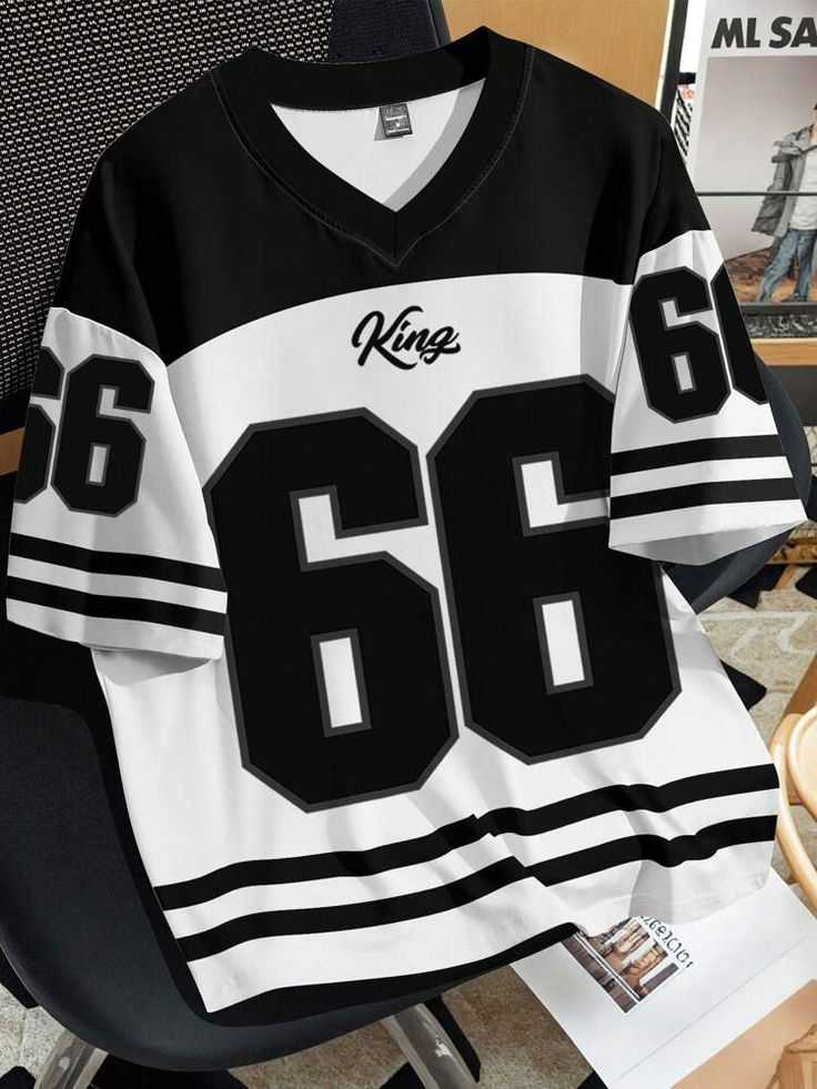 Men’s King 66 Sports Jersey – Multi Color Casual V-Neck T-Shirt