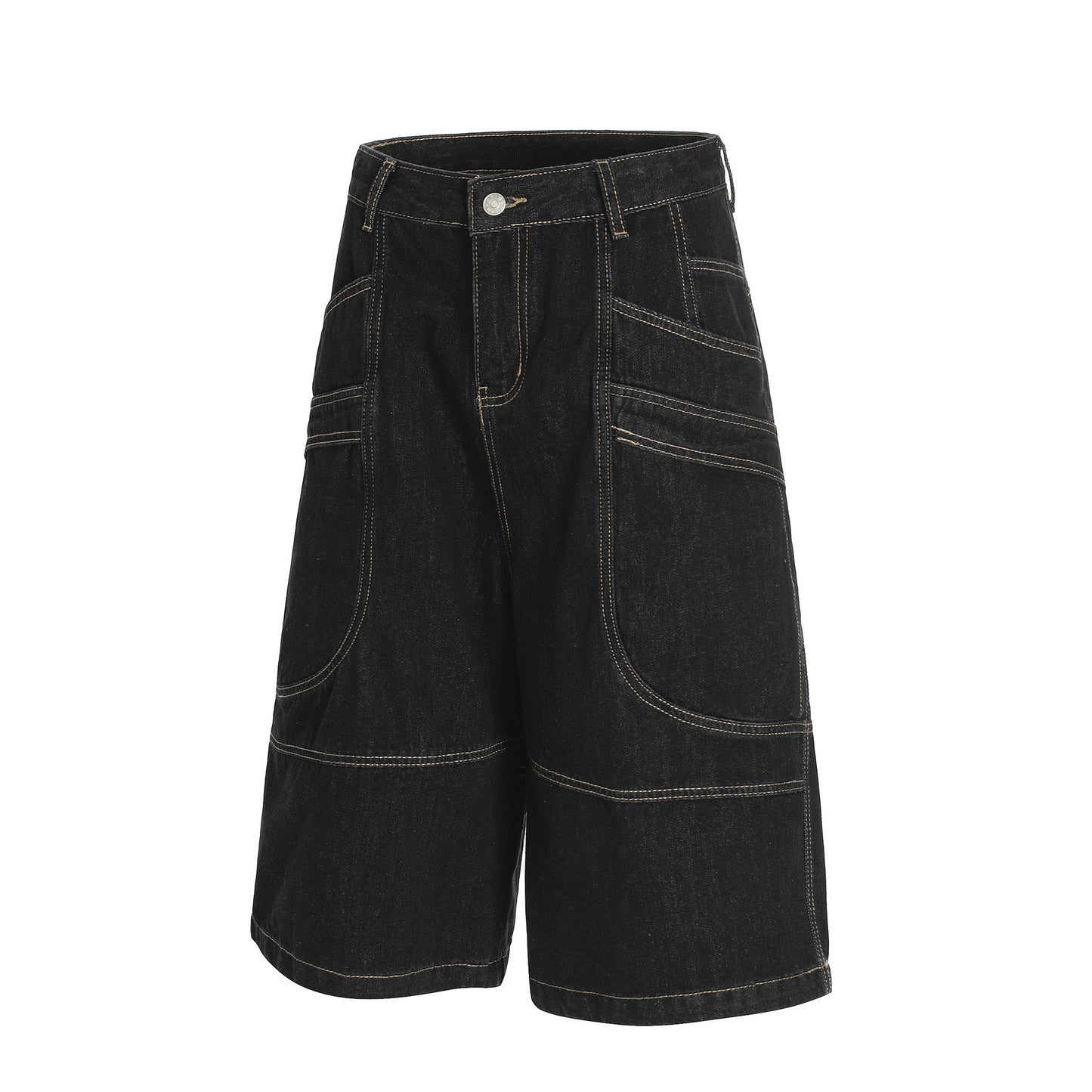 Retro Unisex Washed Mens Loose Denim Shorts