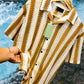 Men’s Summer Striped Casual Shirt – Half Sleeve Button Down Beach Style