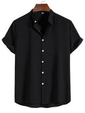 Men’s Black Casual Shirt – Short Sleeve Button-Up Summer Shirt