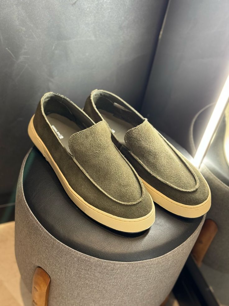 Men’s Premium Suede Summer Loafers | Olive Green