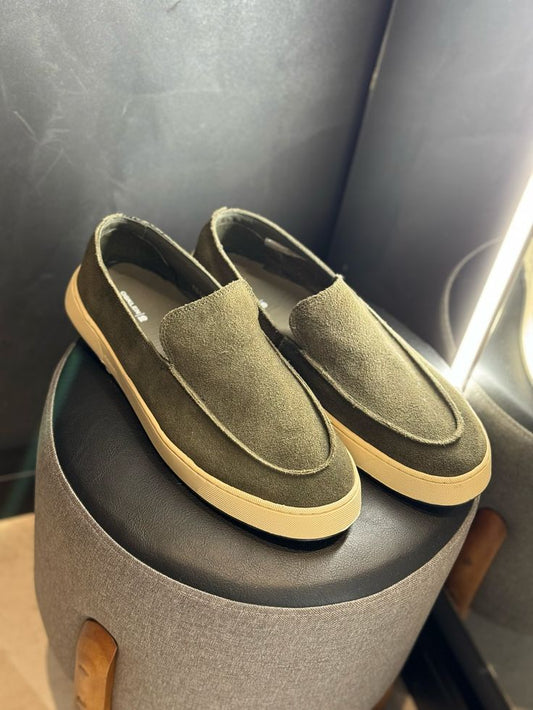 Men’s Premium Suede Summer Loafers | Olive Green