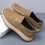 Men’s Modern Contrast-Stitch Slip-On Loafers | Khaki Tan