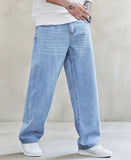 Men’s Classic Loose Fit Denim Jeans – Light Blue Minimal Casual Pants