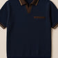 Men’s Luxury Contrast Trim Knit Polo | Midnight Navy & Espresso