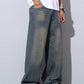 Men’s Washed Baggy Denim Jeans – Vintage Grey Loose Fit Streetwear Pants