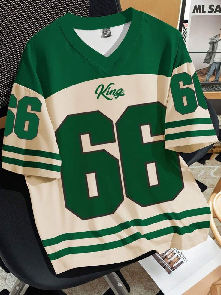 Men’s King 66 Sports Jersey – Multi Color Casual V-Neck T-Shirt